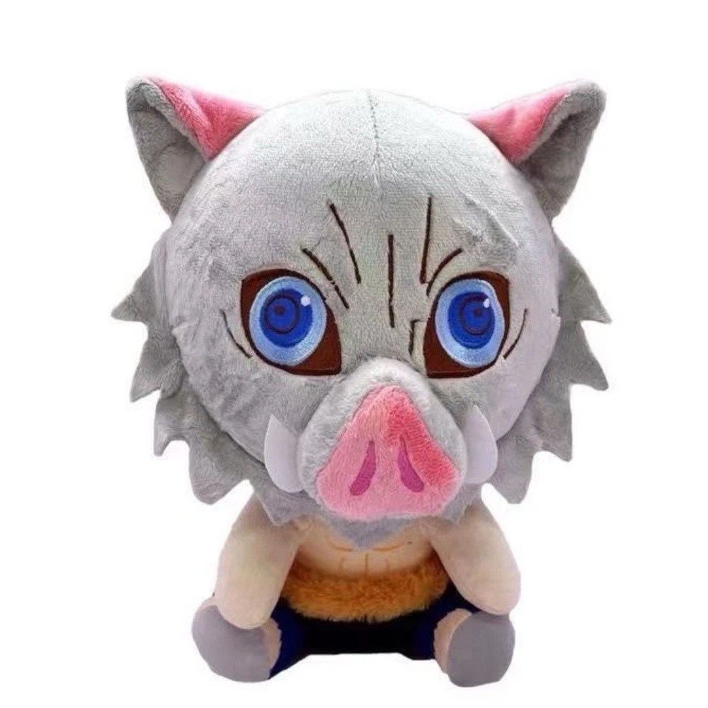 Gray and Pink Plush Toy with Blue Eyes
